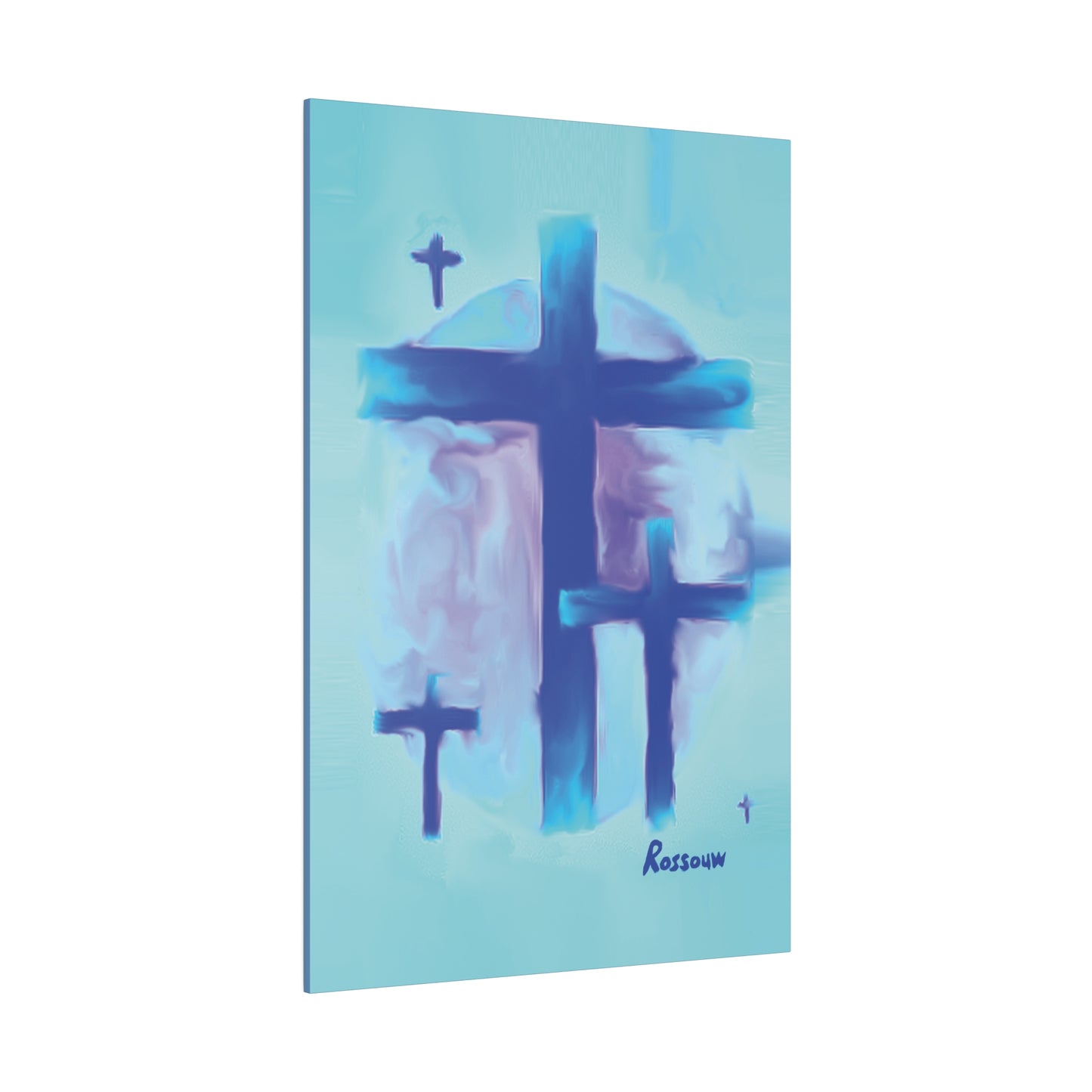 "Powerful Cross Painting - Inspirational Art by Rossouw on Matte Canvas"