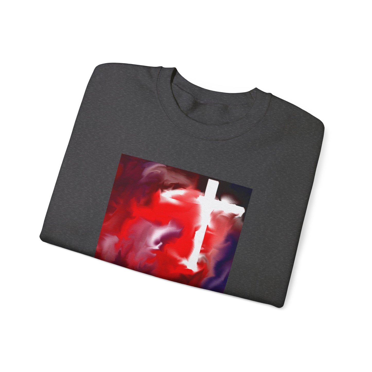 "Above The Light - Enlightened Spirit Crewneck Sweatshirt – Spiritual Cross Art Painting”