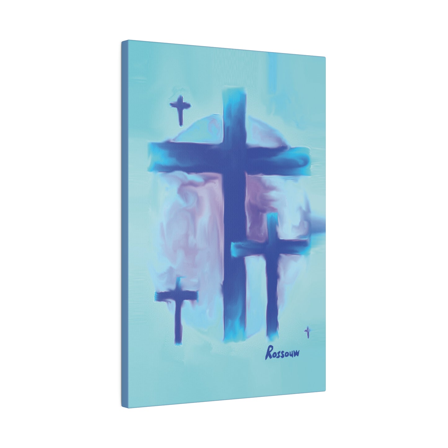 "Powerful Cross Painting - Inspirational Art by Rossouw on Matte Canvas"