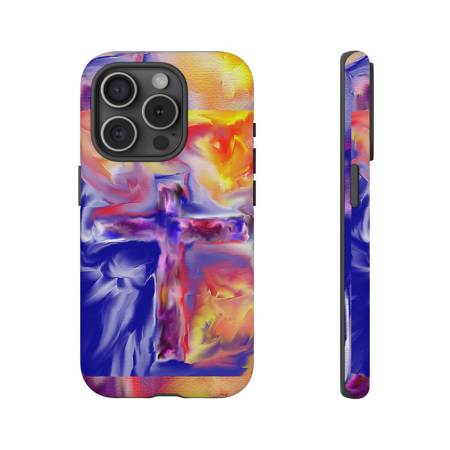 "Golden Rainbow - Divine Cross Protective Phone Case"