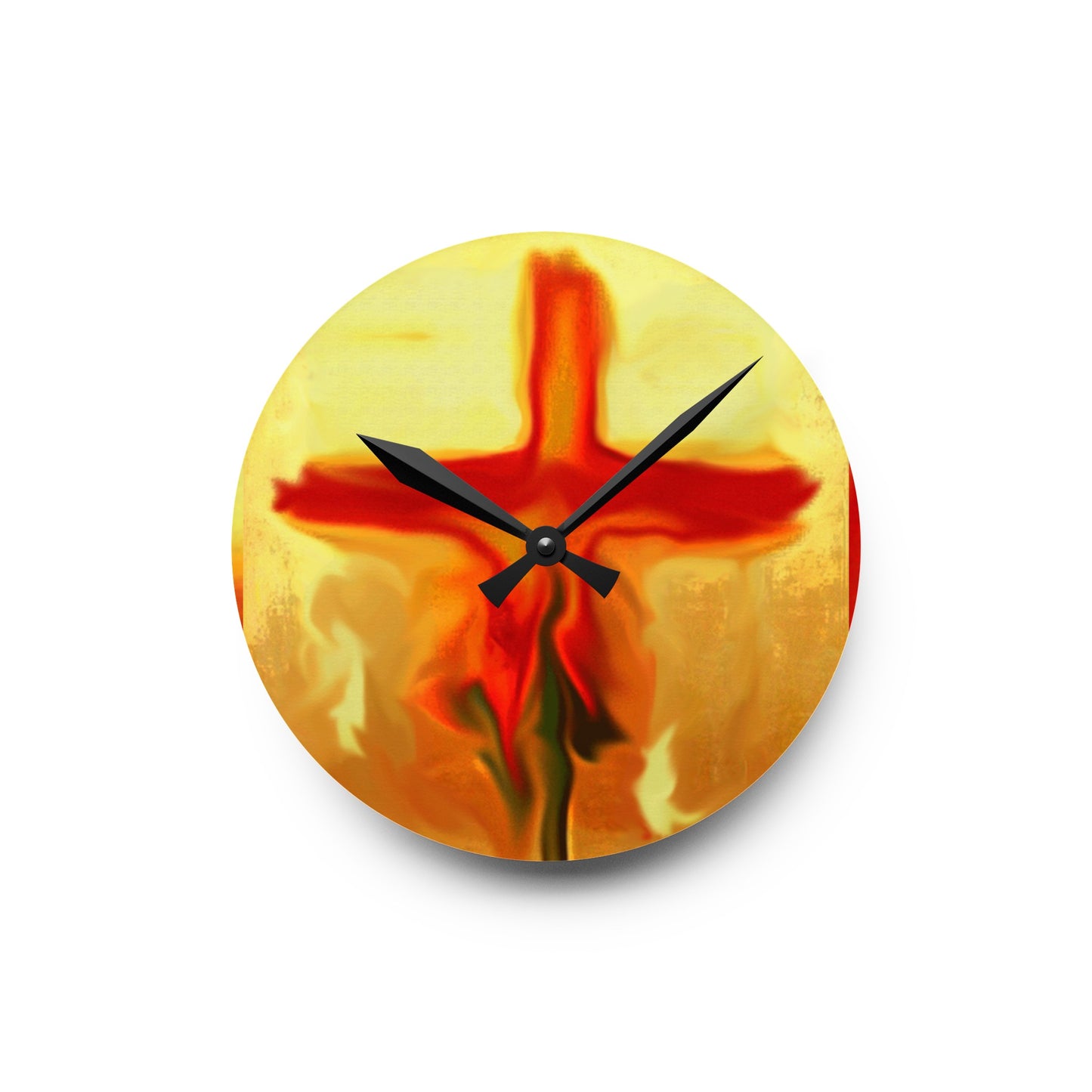 “Rose Petals - Inspirational Cross Art Wall Clock – Round and Square Shape"