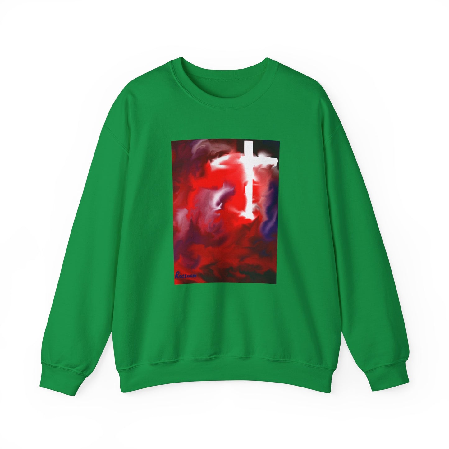 "Above The Light - Enlightened Spirit Crewneck Sweatshirt – Spiritual Cross Art Painting”