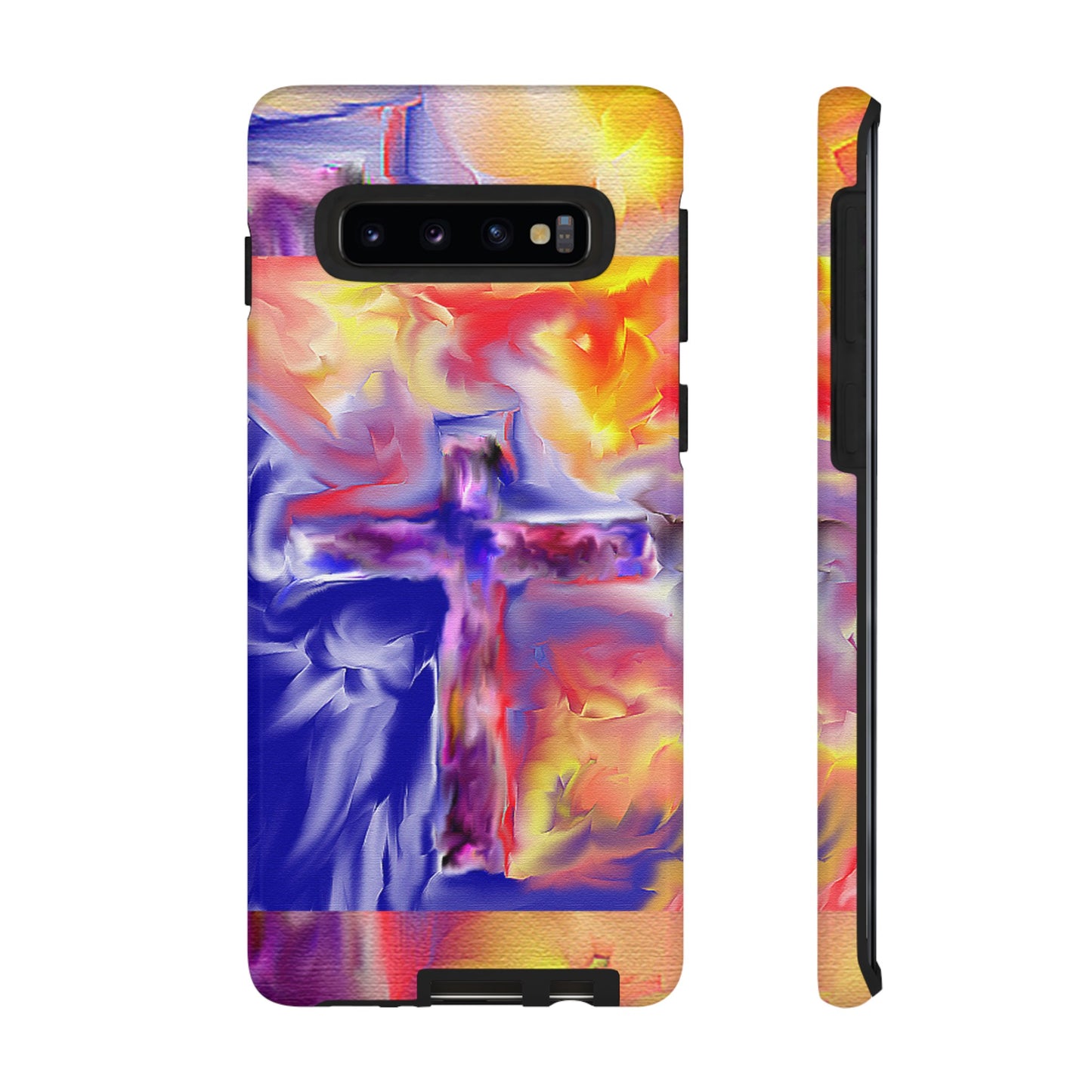 "Golden Rainbow - Divine Cross Protective Phone Case"