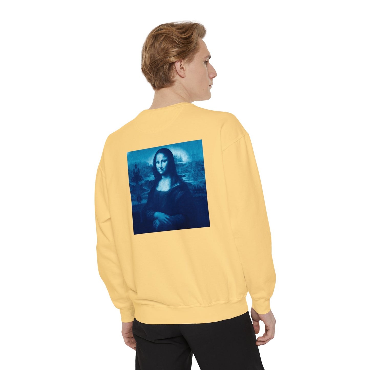 Mona Lisa (blue): Luxurious Unisex Garment-Dyed Sweatshirt