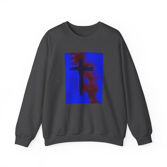 "Rise Up - Enlightened Spirit Crewneck Sweatshirt – Spiritual Cross Painting”