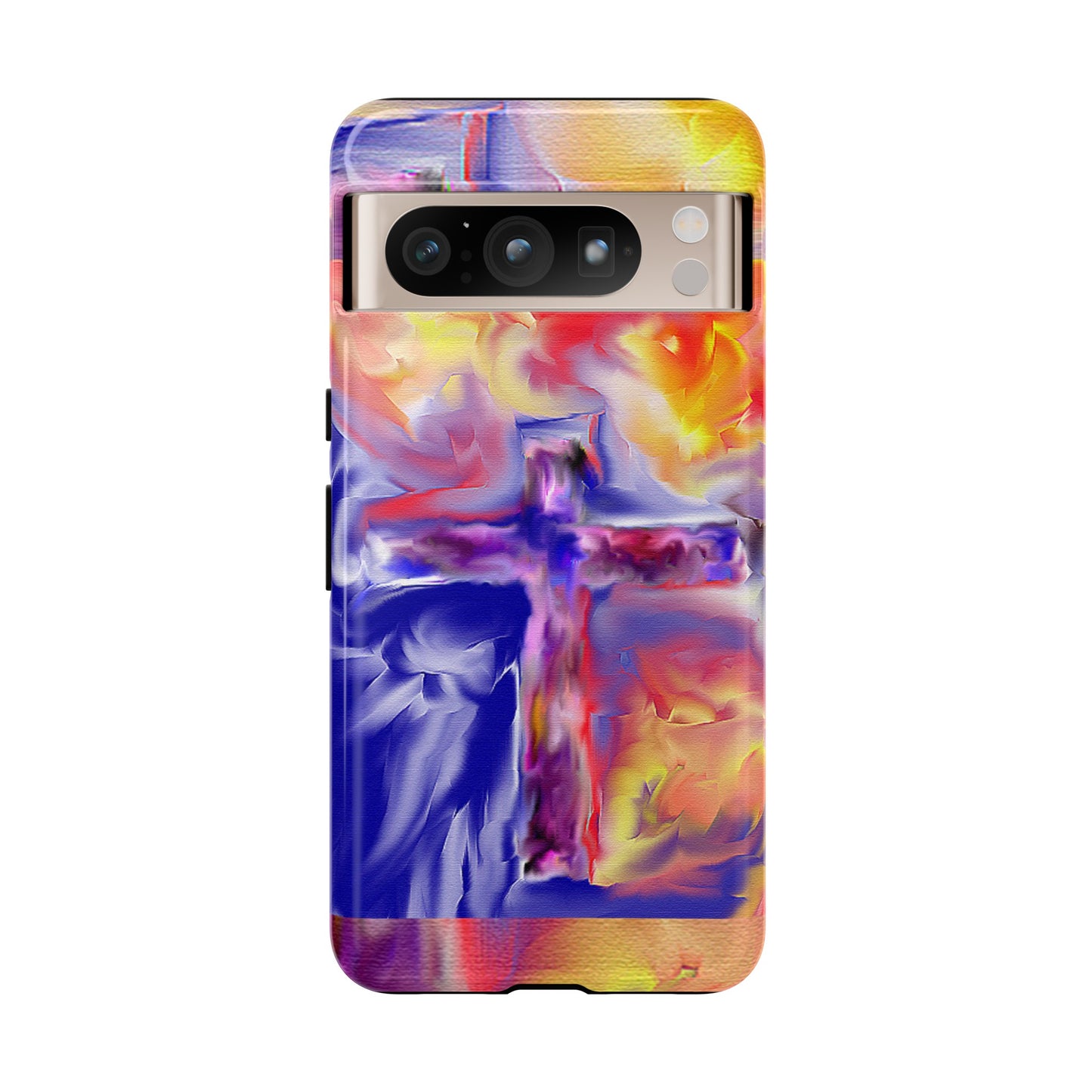 "Golden Rainbow - Divine Cross Protective Phone Case"