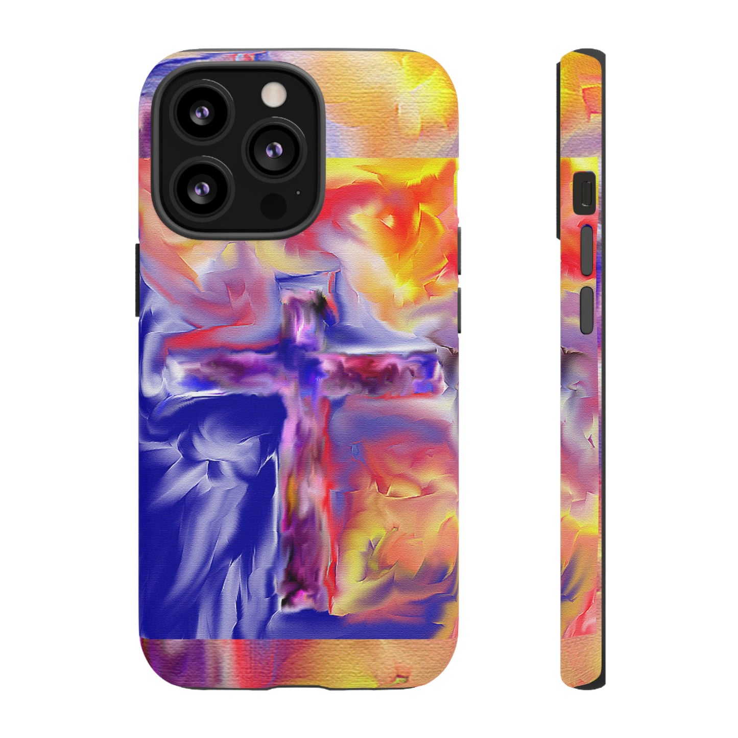 "Golden Rainbow - Divine Cross Protective Phone Case"