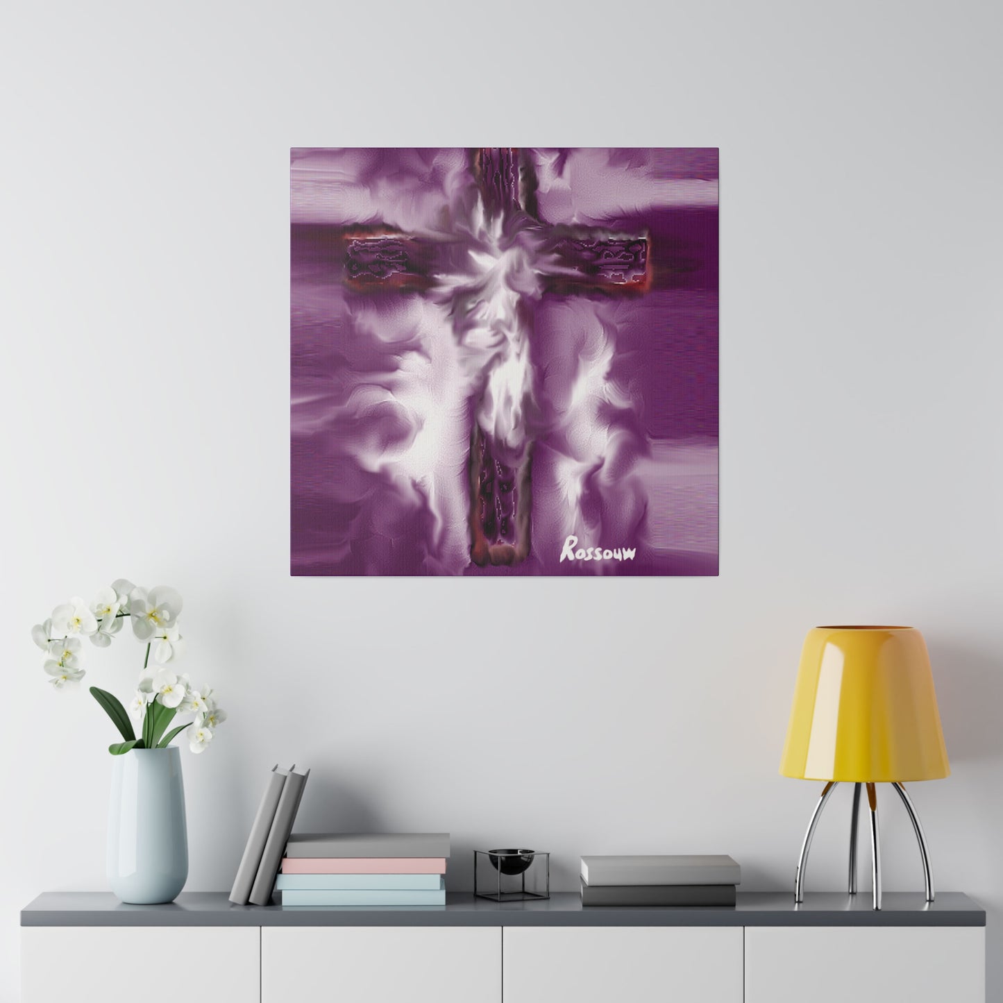 "Powerful Cross Painting - Inspirational Art by Rossouw on Matte Canvas"