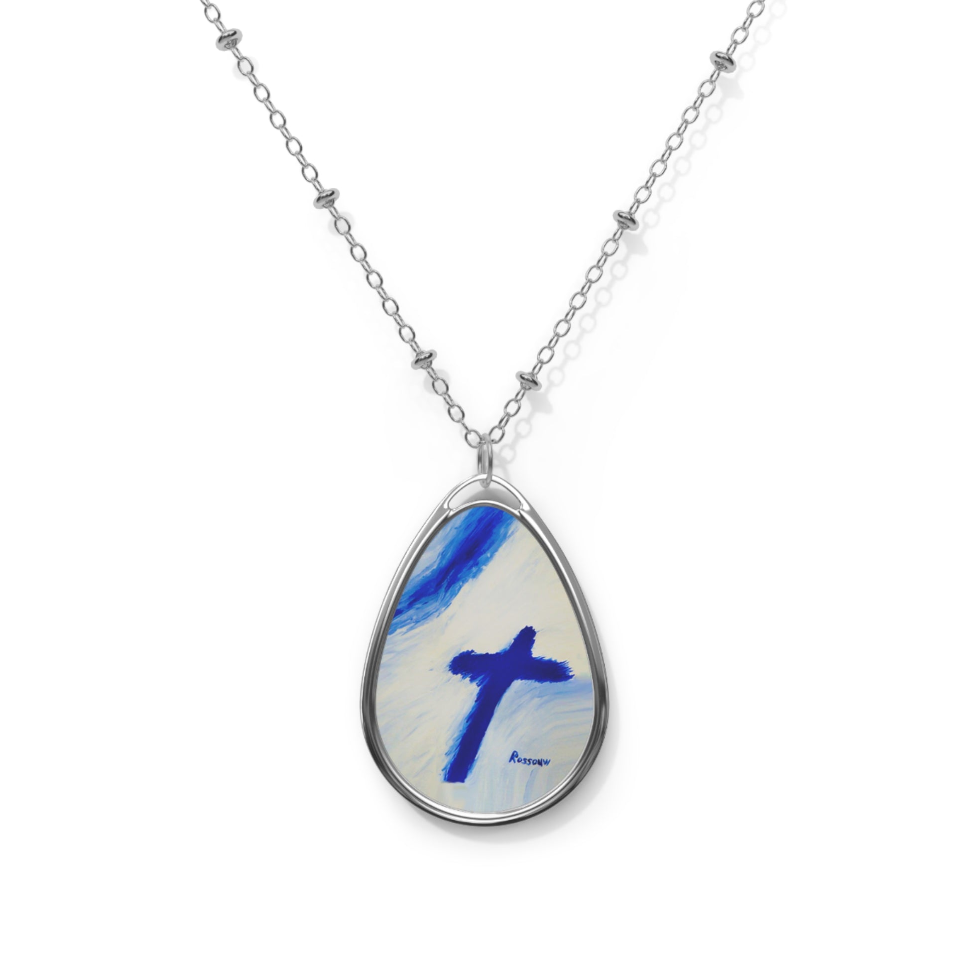 Songbird - Inspirational Ellipse Pendant – Spiritual Art Necklace by Rossouw