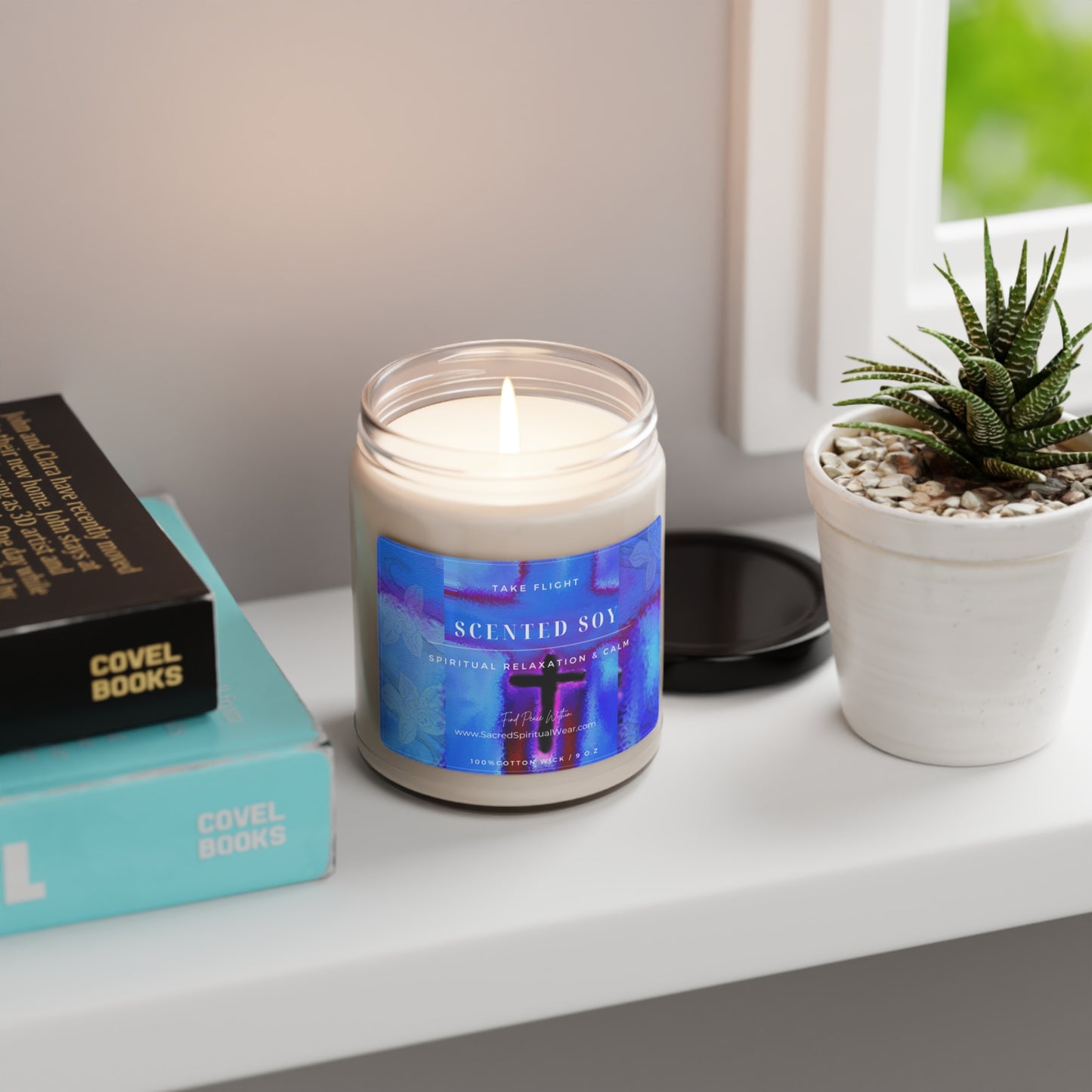 "Take Flight - Soy Scented Candles with Cross Painting"