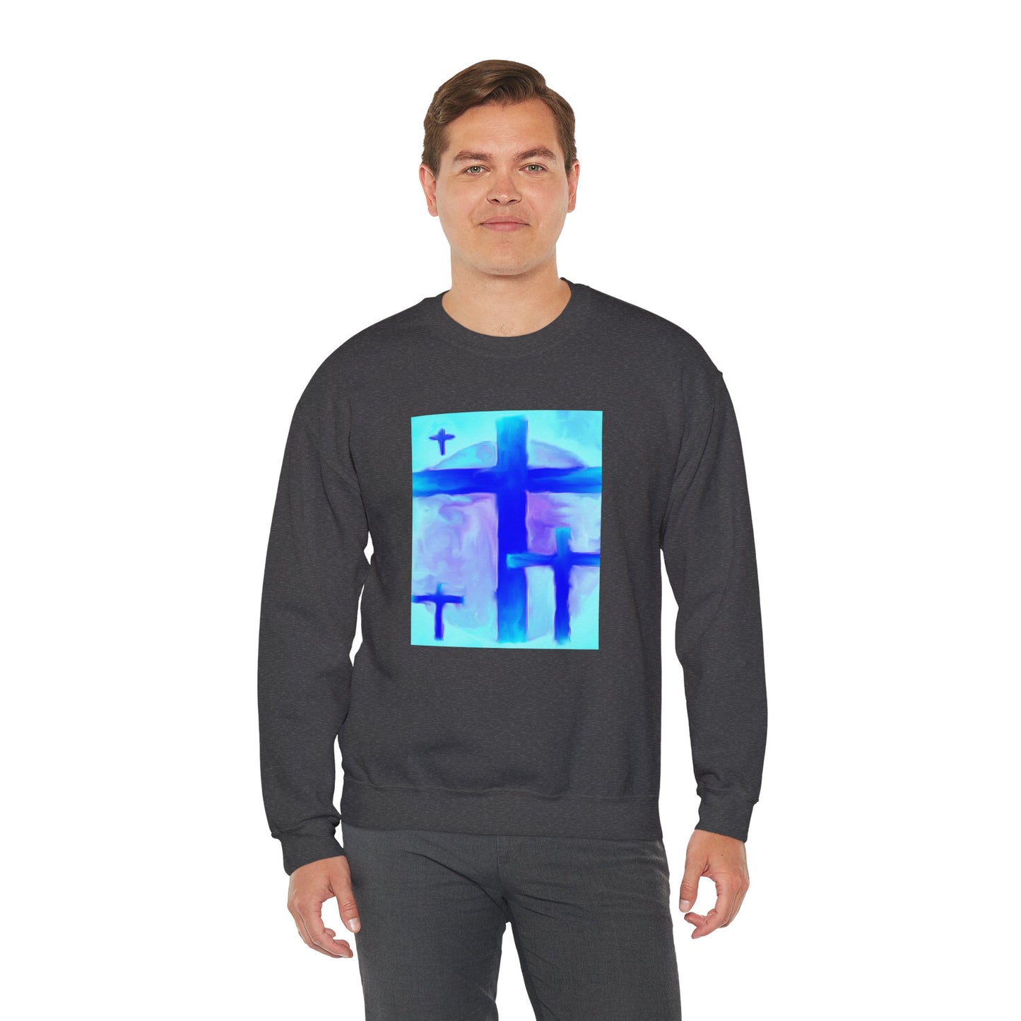 "Dream Visions - Enlightened Spirit Crewneck Sweatshirt – Spiritual Cross Art Painting”