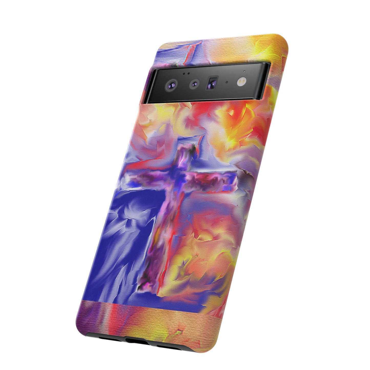 "Golden Rainbow - Divine Cross Protective Phone Case"