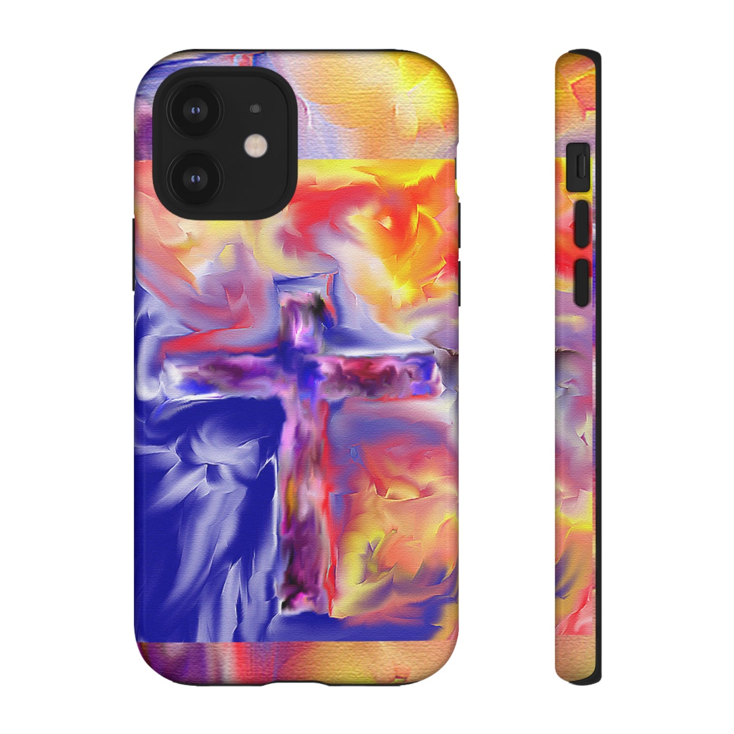 "Golden Rainbow - Divine Cross Protective Phone Case"