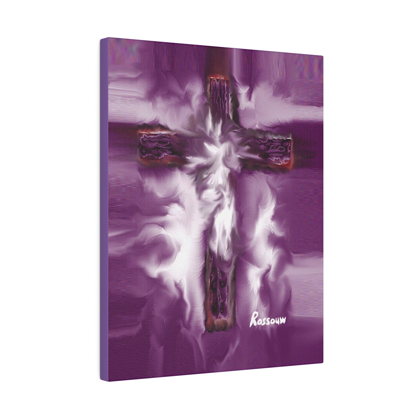 "Powerful Cross Painting - Inspirational Art by Rossouw on Matte Canvas"