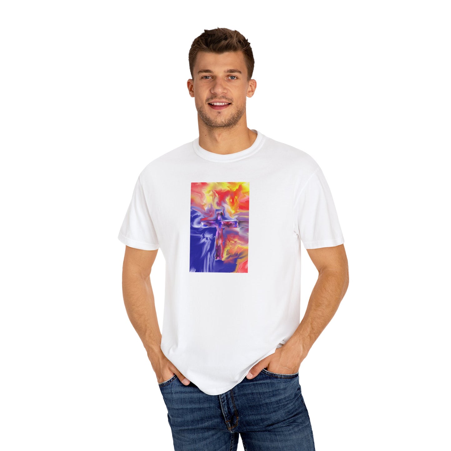 “Golden Rainbow - Spiritual Art Unisex Dyed T-Shirt – Comfort Colors 1717"