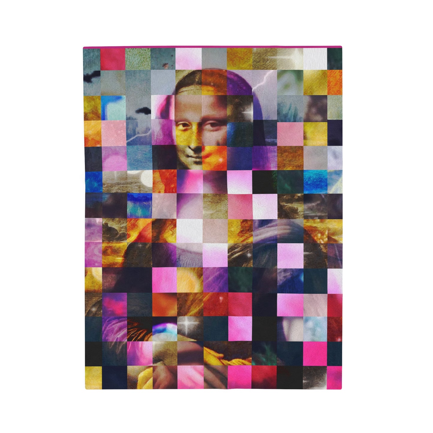 Mona Lisa (In Lights) Velveteen Plush Blanket: Stunning Art Design