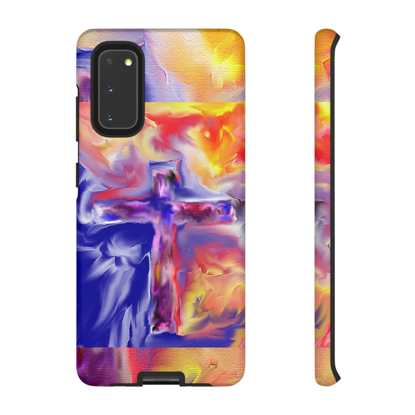 "Golden Rainbow - Divine Cross Protective Phone Case"