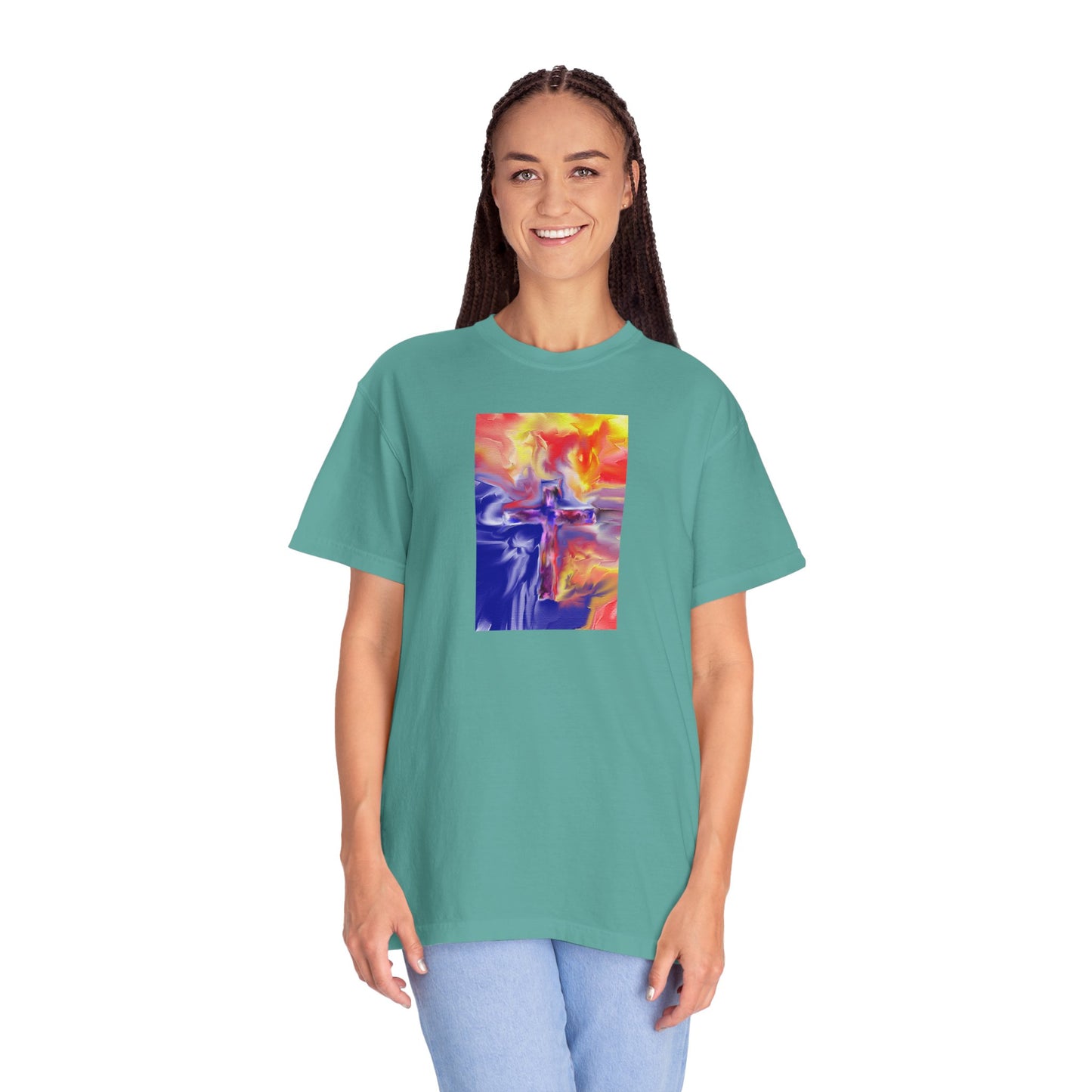 “Golden Rainbow - Spiritual Art Unisex Dyed T-Shirt – Comfort Colors 1717"