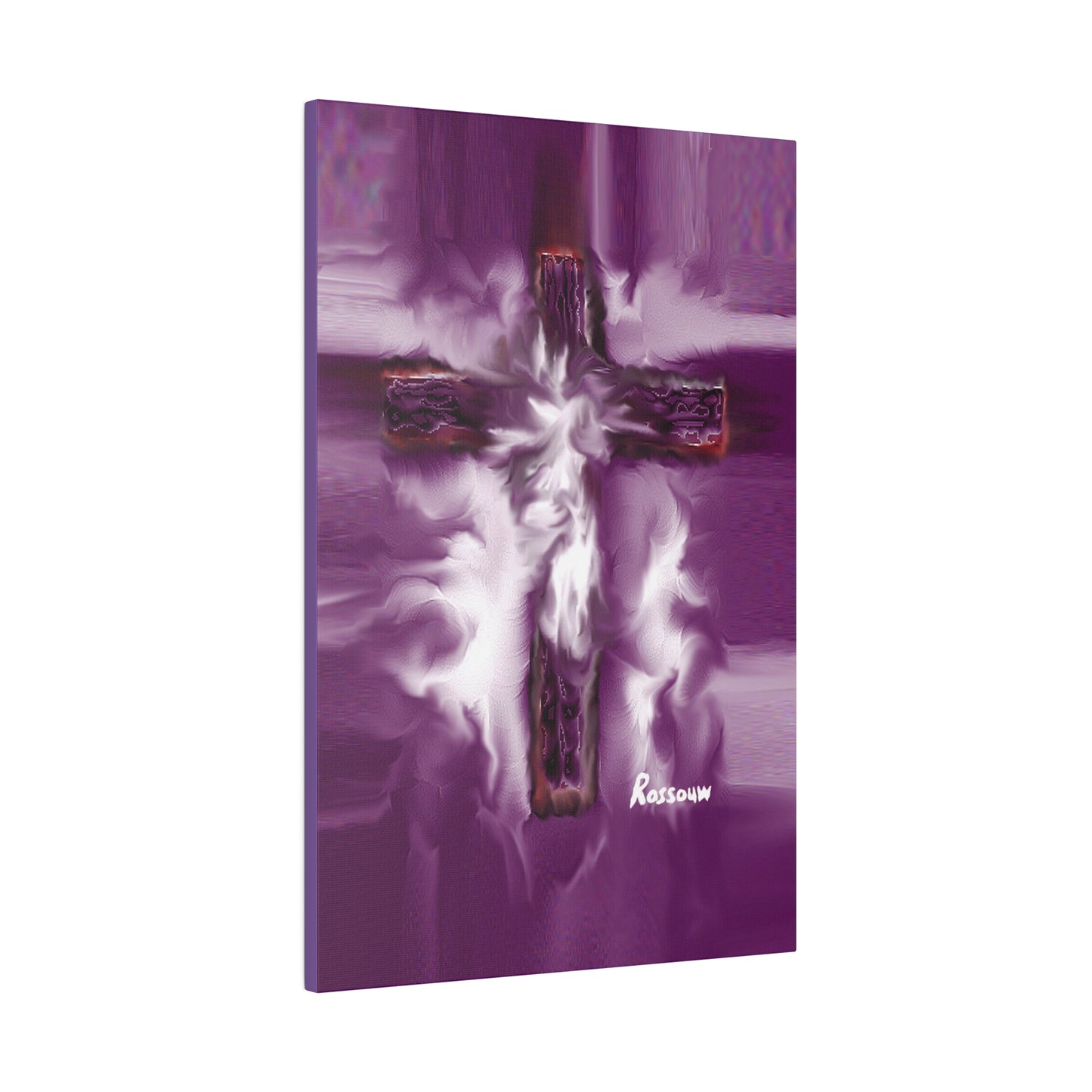 "Powerful Cross Painting - Inspirational Art by Rossouw on Matte Canvas"