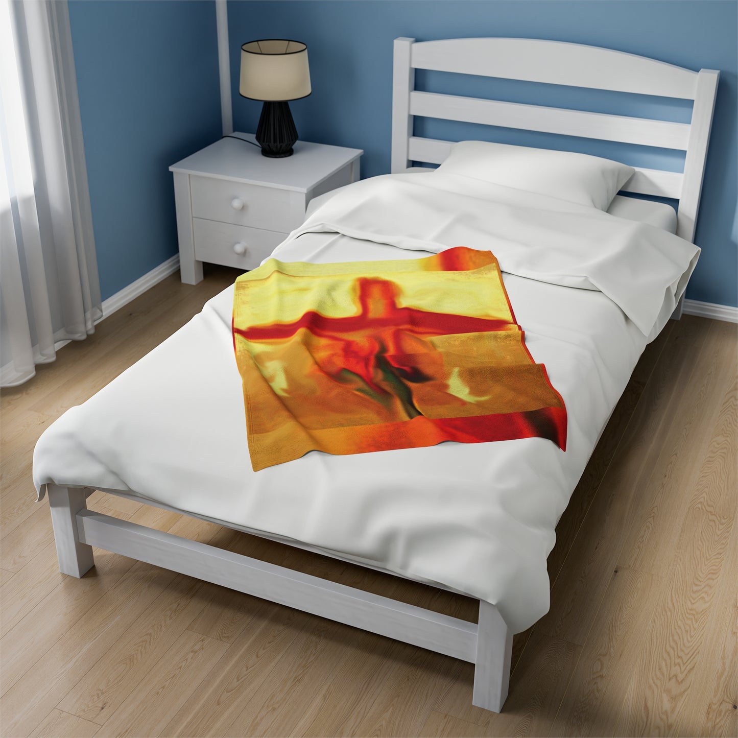 "Rose Petals - Exclusive Rossouw Art Velveteen Blanket – Powerful Cross Painting”