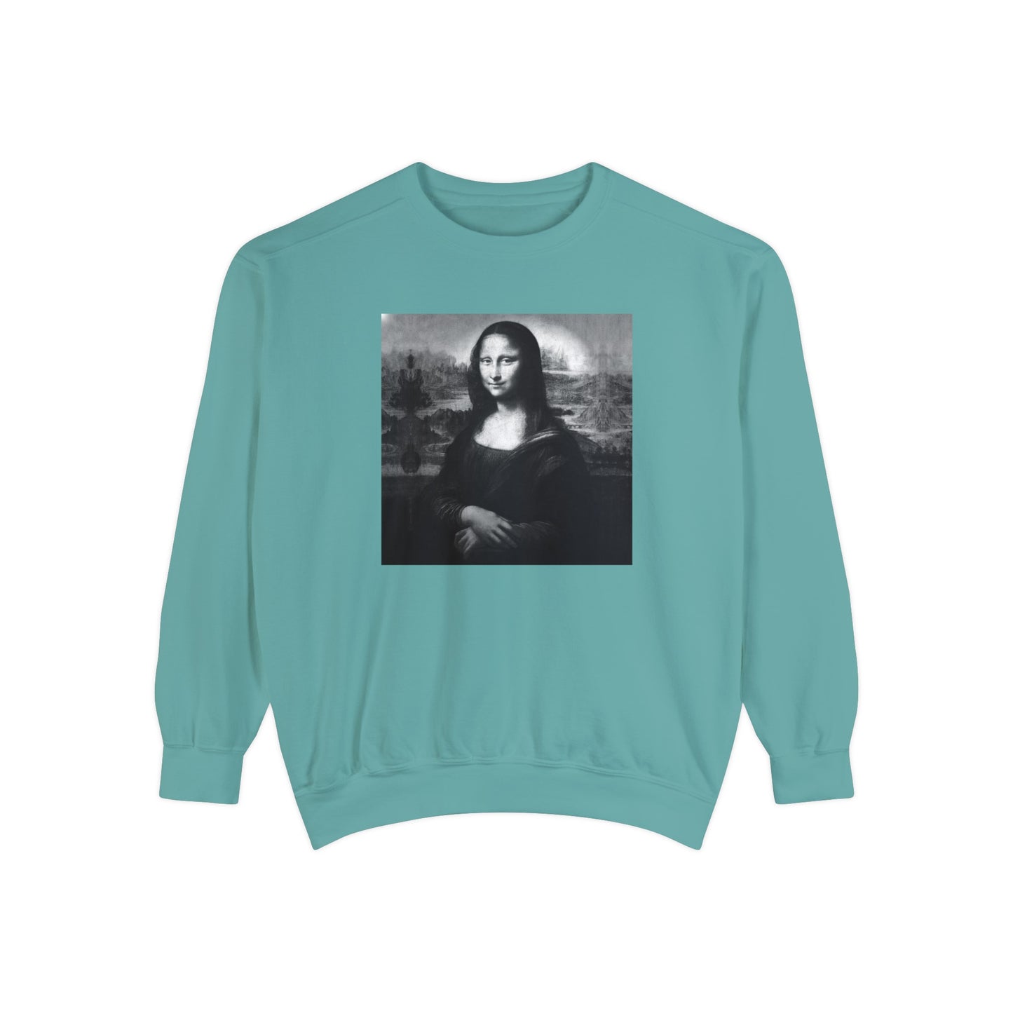 Mona Lisa (B&W): Luxurious Unisex Garment-Dyed Sweatshirt