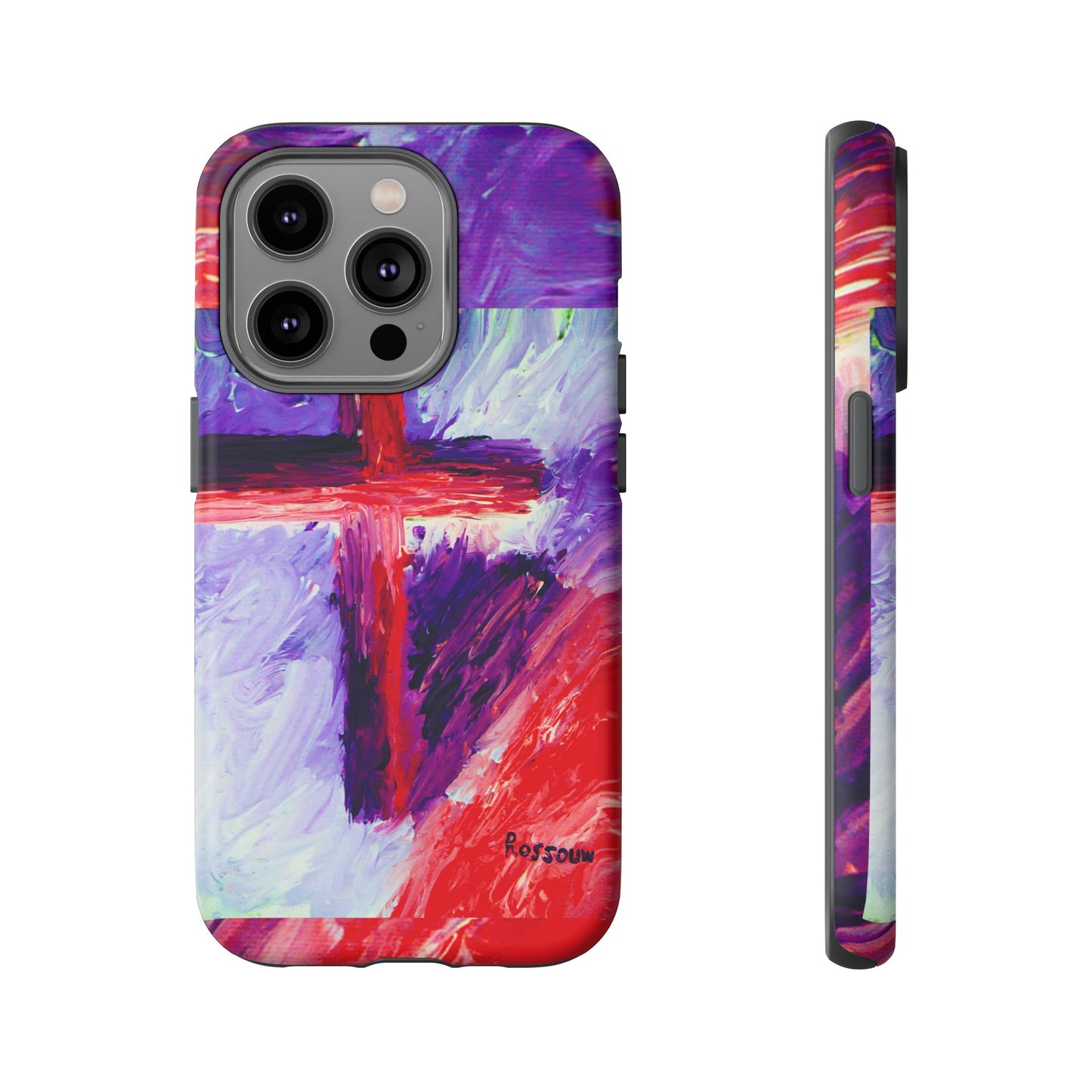 "Candy Skies - Divine Cross Protective Phone Case – Dual Layer Protection"