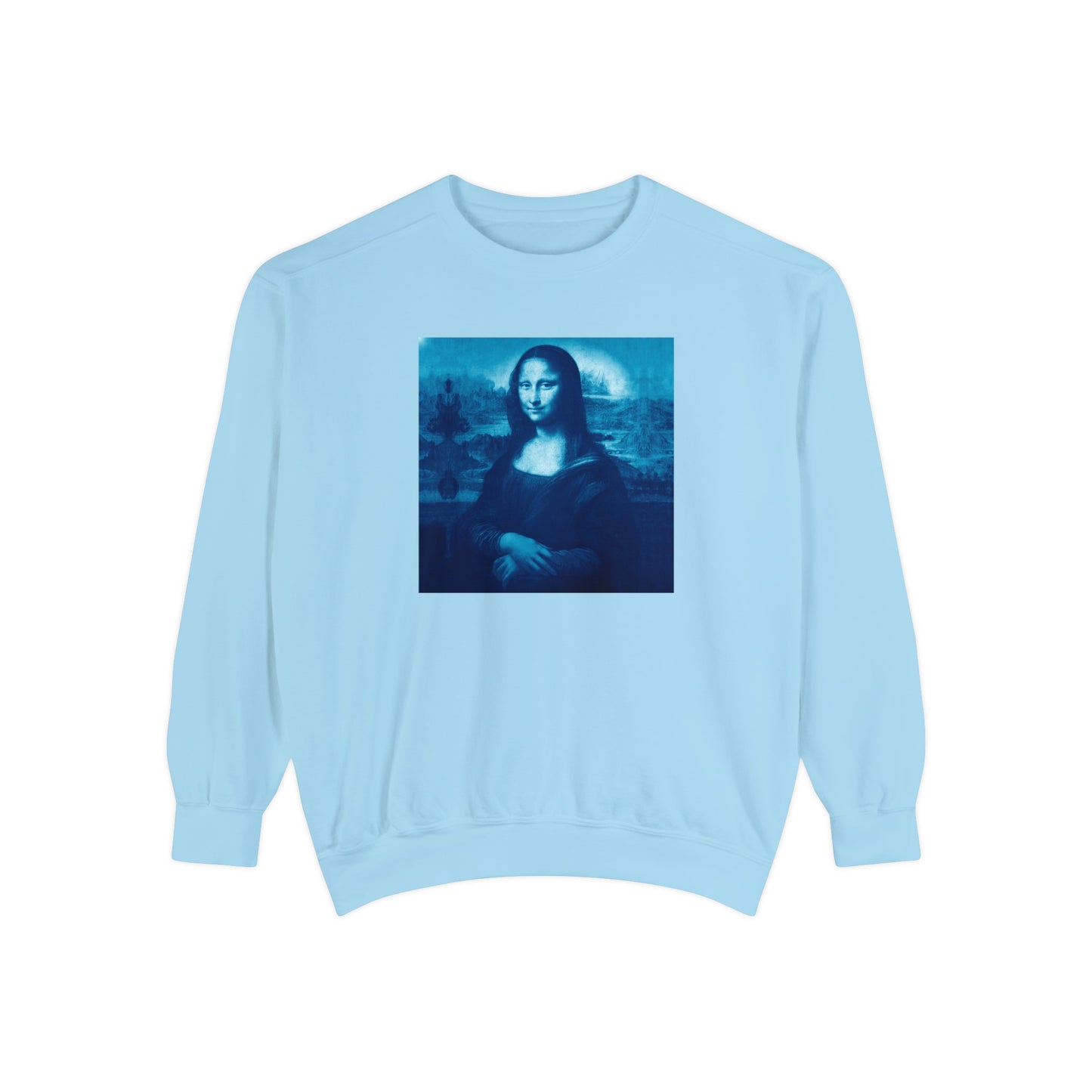 Mona Lisa (blue): Luxurious Unisex Garment-Dyed Sweatshirt