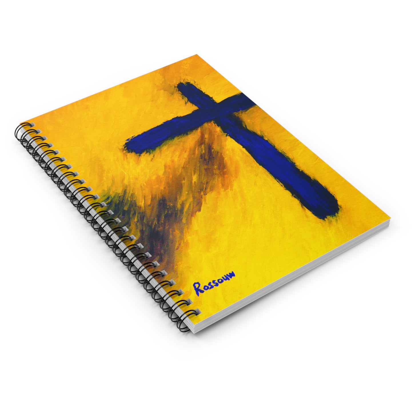 "Blue Falcon - Inspirational Cross Art Spiral Notebook – Perfect for Reflection & Journaling"