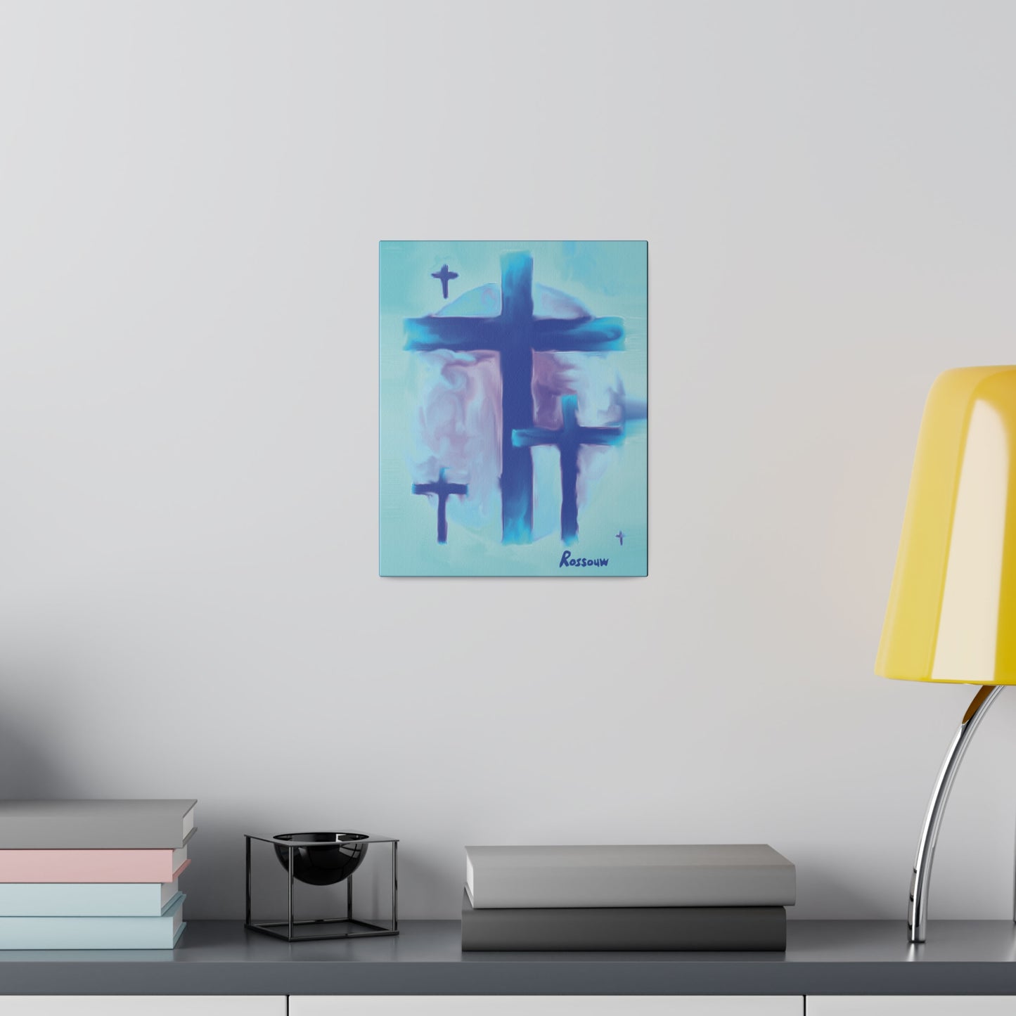 "Powerful Cross Painting - Inspirational Art by Rossouw on Matte Canvas"