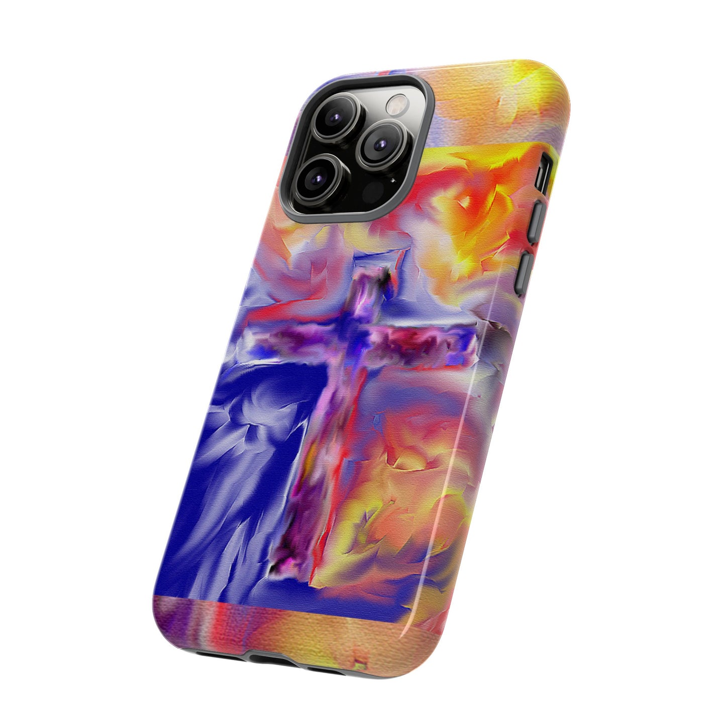 "Golden Rainbow - Divine Cross Protective Phone Case"