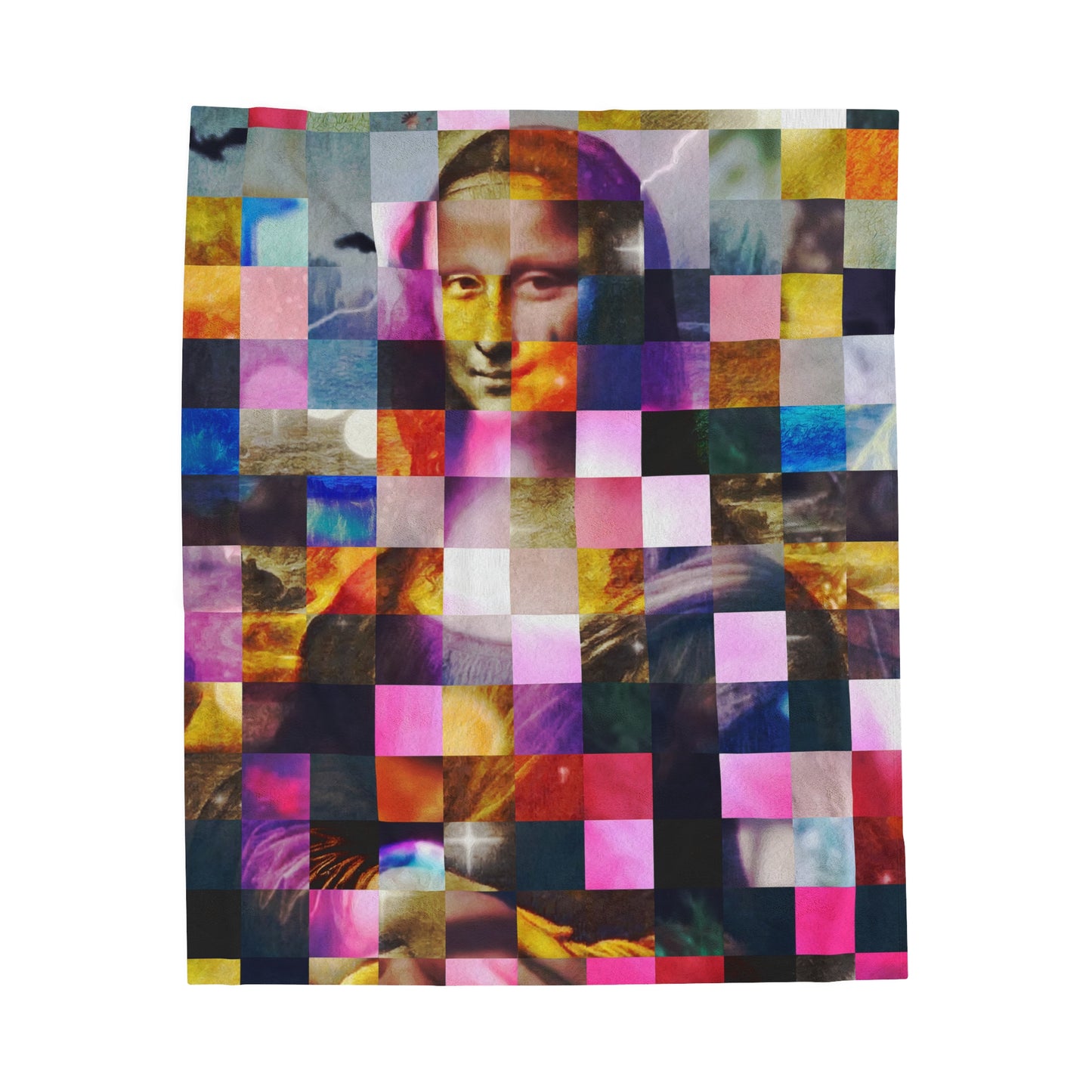 Mona Lisa (In Lights) Velveteen Plush Blanket: Stunning Art Design