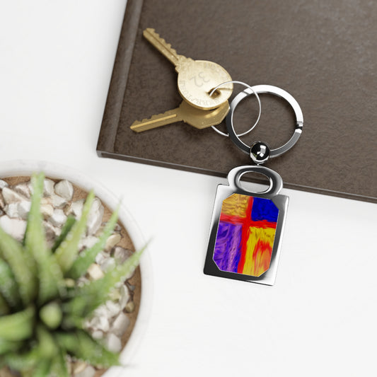 "Four Corners - Photo Keyring With Cross Art"