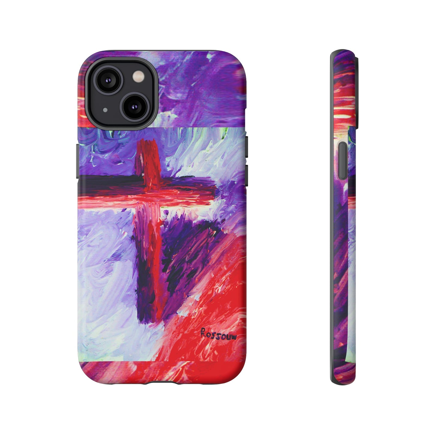 "Candy Skies - Divine Cross Protective Phone Case – Dual Layer Protection"